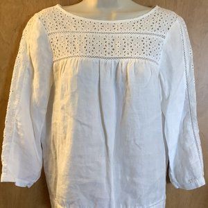 J. Crew Ivory Lace Detail Blouse